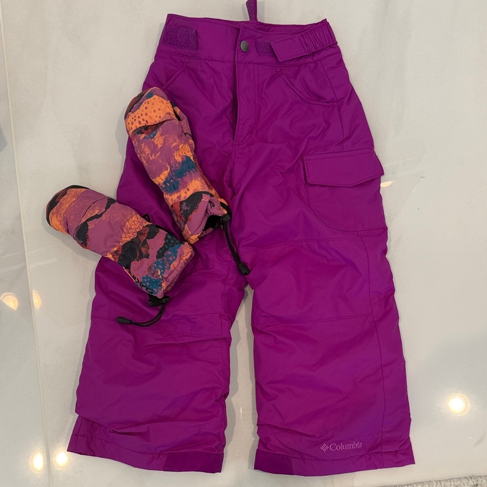 Columbia Vibrant Purple Snow Pants with Toddler Mittens